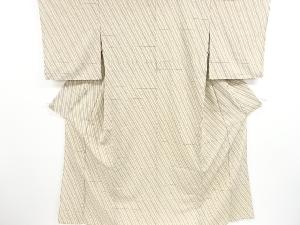 横段に斜め縞模様単衣小紋着物